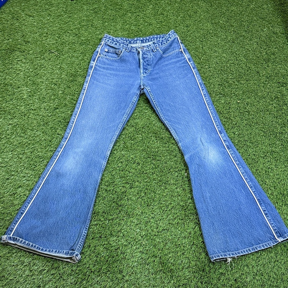 Vintage Y2K Blue Flared Bell Bottom Women's Low Rise Jeans